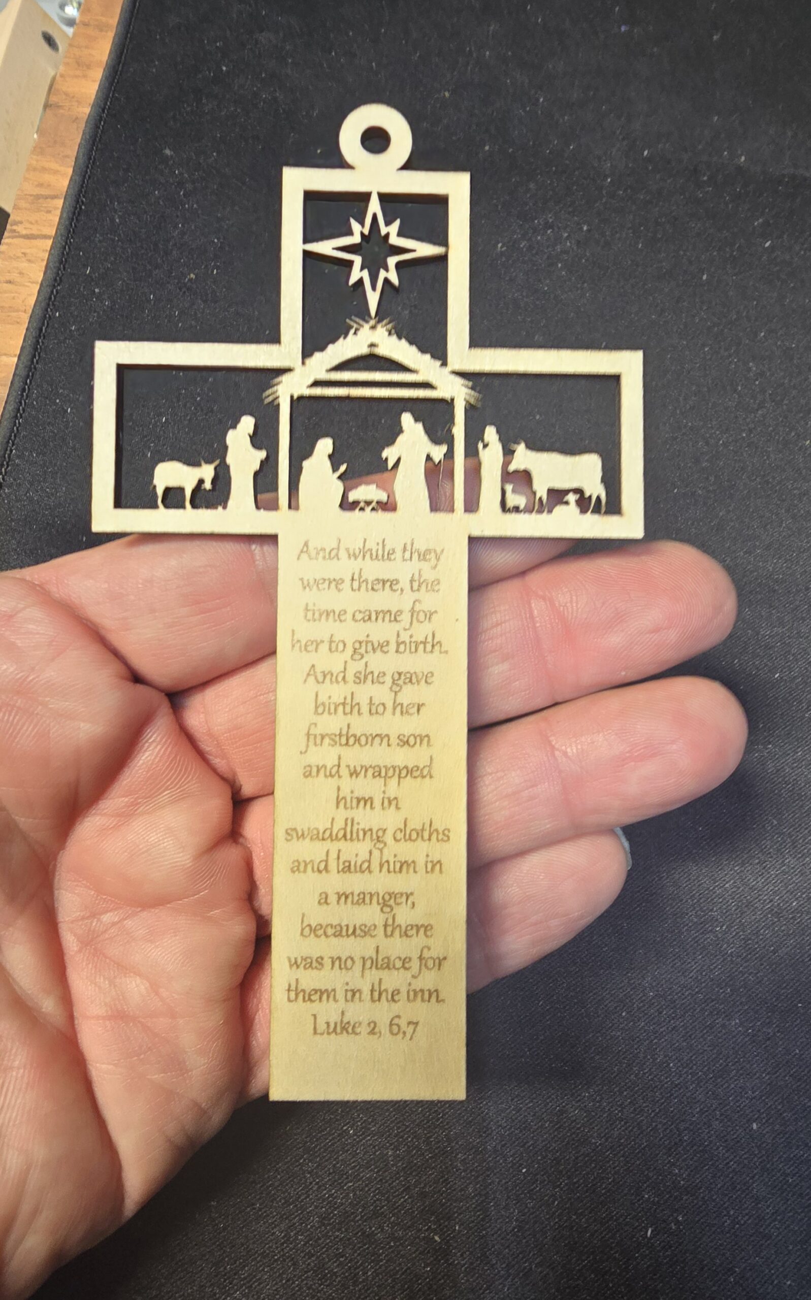 Tree ornament with nativity scene. $3.99